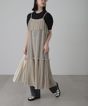 ［ブルーカラーWEB限定］ラメプリーツシアーキャミソールワンピース