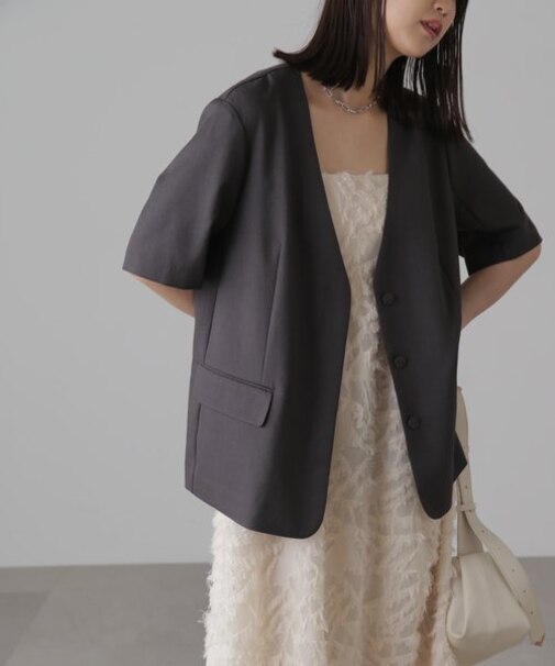 リネンライクハーフスリーブジャケット