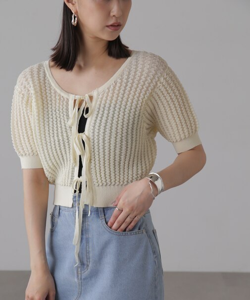 ウェーブ柄2wayニットカーディガン