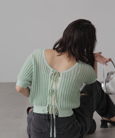 ウェーブ柄2wayニットカーディガン