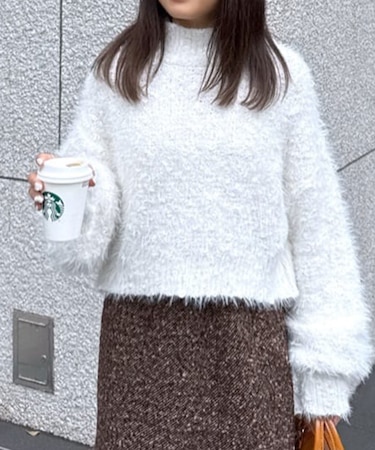 フェザーモールポップコーンミックスニット