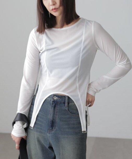 ［FB限定］シアーガーターカットソー