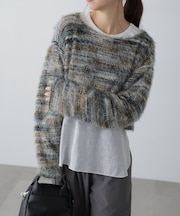 シャギーグラデーションボーダーニット