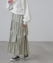 アシメシャーリングティアードスカート