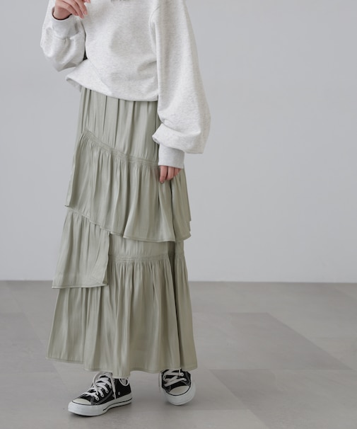 アシメシャーリングティアードスカート