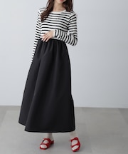 布帛ドッキングクルーネックワンピース