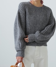 袖ボリューム畦ラメニット