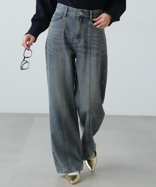 センターシームストレートデニム