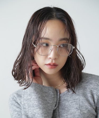 シルバーフレーム伊達メガネ