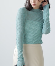 ウェーブ柄シアーインナーカットソー