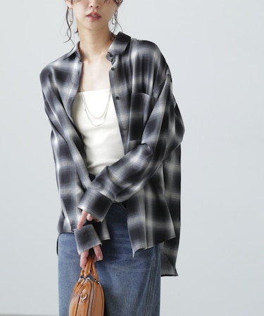 オンブレチェックビッグシャツ