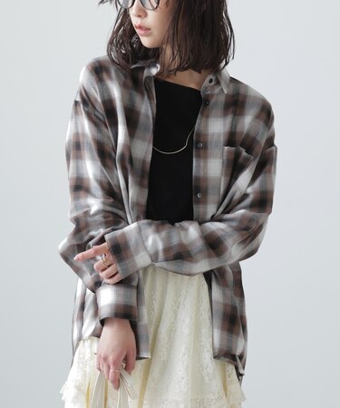 オンブレチェックビッグシャツ