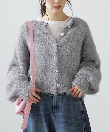 ラメフェザーカーディガン