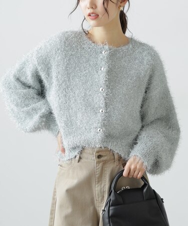 ラメフェザーカーディガン