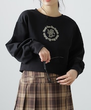 サークルロゴ刺繍ショート丈スウェット