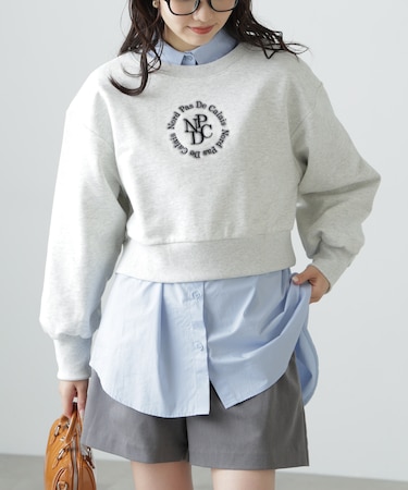 サークルロゴ刺繍ショート丈スウェット