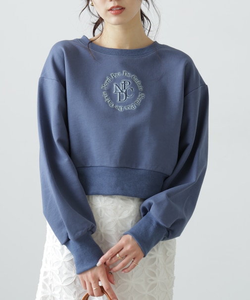 サークルロゴ刺繍ショート丈スウェット