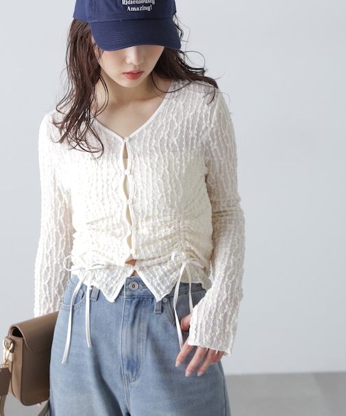シアーレースドロストカーディガン