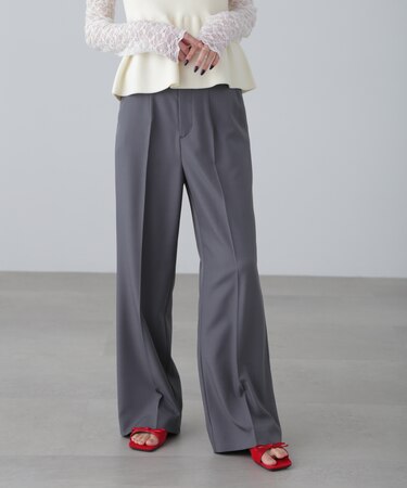 ハイウエスト細ベルトストレートパンツ