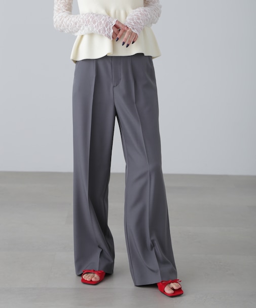 ハイウエスト細ベルトストレートパンツ