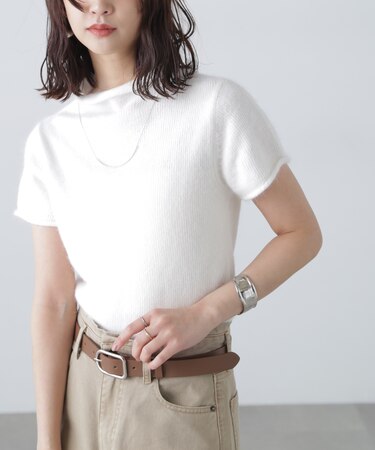 アンゴラ混ハーフスリーブニット