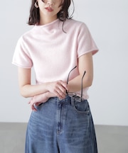 アンゴラ混ハーフスリーブニット
