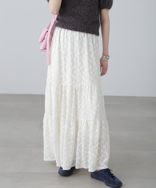 レースティアードフレアスカート