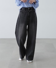 ヨークレイヤードワイドデニムパンツ