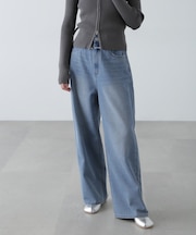 ヨークレイヤードワイドデニムパンツ