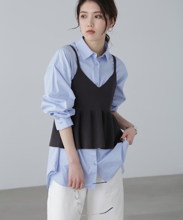 ニットペプラムビスチェ