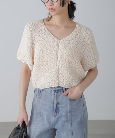前後2wayポコポコクロップドブラウス