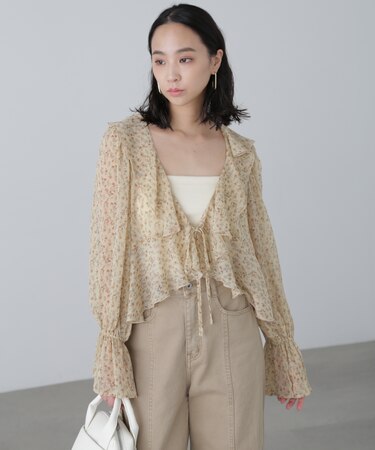 シアーワッシャーフリルブラウス