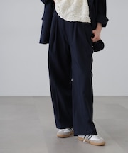 麻調合繊タックワイドパンツ