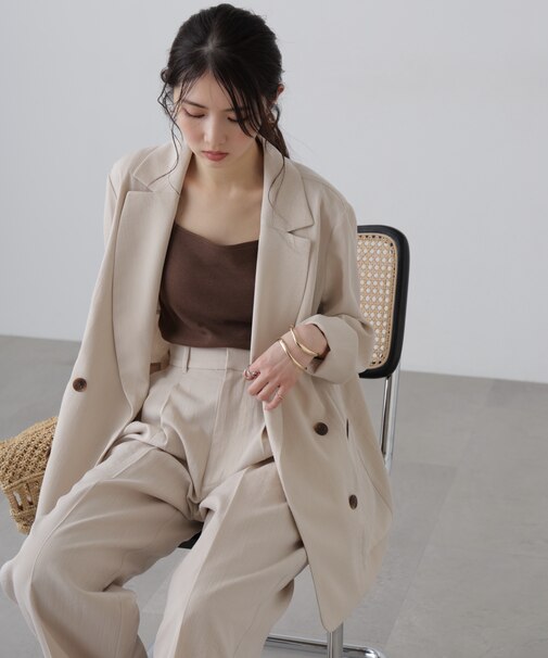 麻調合繊ダブルブレストジャケット