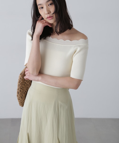 2WAYオフショルスカラップニット