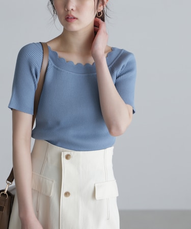 ２ＷＡＹオフショルスカラップニット