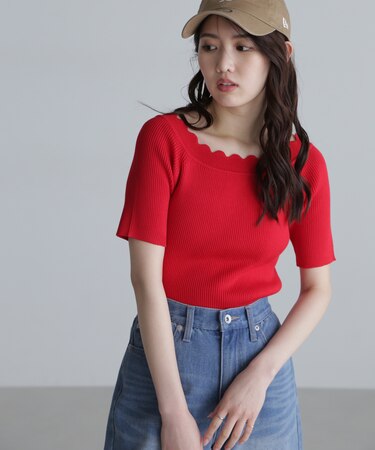 2WAYオフショルスカラップニット