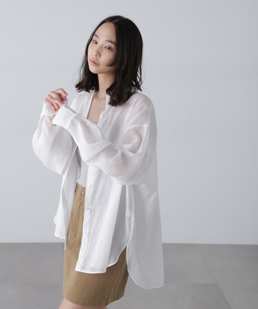 シアーバックスリットオーバーシャツ