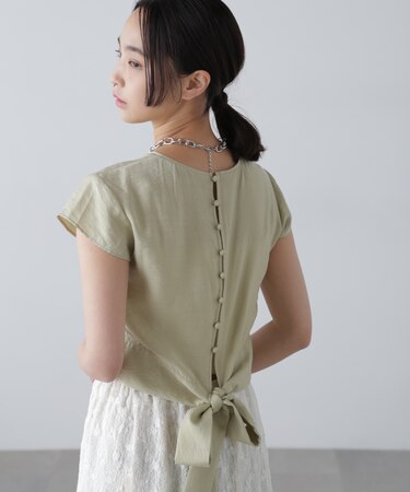 バックリボンフレンチブラウス