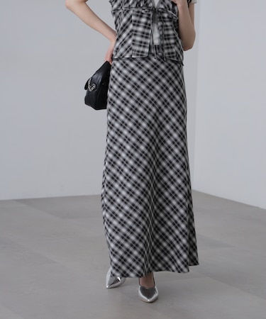 〈セットアップ対応〉チェック柄バイアススカート