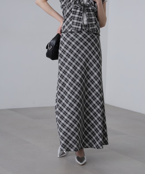 〈セットアップ対応〉チェック柄バイアススカート