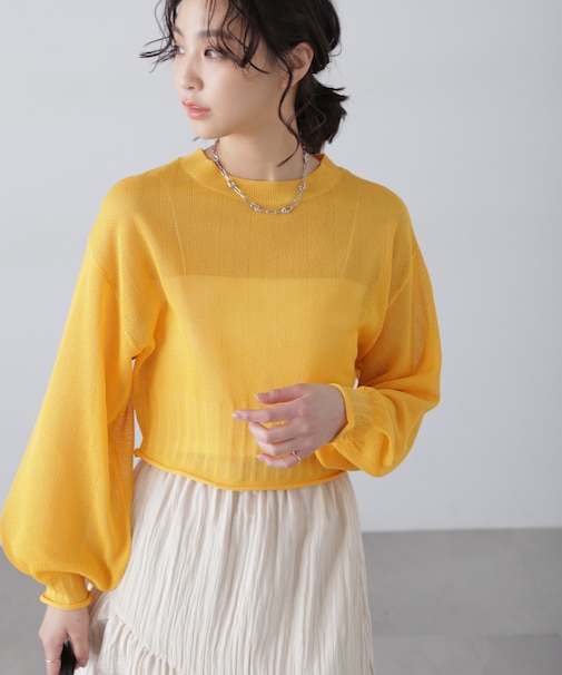 シアーストライプニット