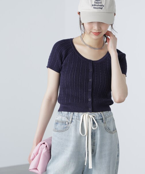 ミニケーブルショートカーディガン