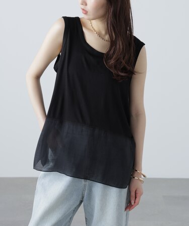 ［MFM］シアードッキングノースリーブカットソー