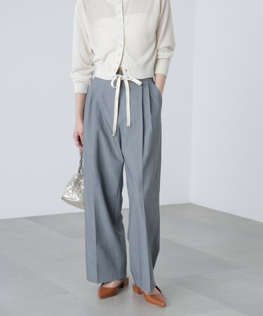 杉綾リボンベルトワイドパンツ