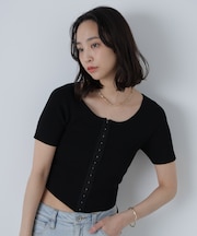 フロントホックリブニット