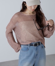 メッシュスパンコールニット