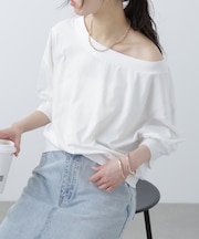 ［MFM］パフスリーブオフショルカットソー