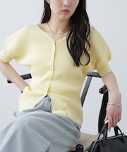 ［MFM］パールパフスリーブ半袖ニット