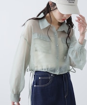 裾ドロストショート丈シアーシャツ